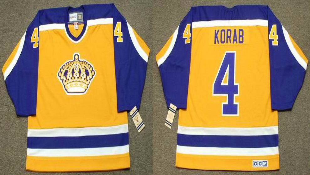 2019 Men Los Angeles Kings 4 Korab Yellow CCM NHL jerseys
